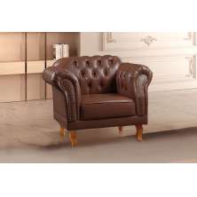 Kit 02 Poltronas Duque Chesterfield - Couro Ecológico Marrom