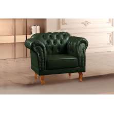 Poltrona Chesterfield Duque - Couro Ecológico Verde Militar