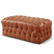 Puff Duque Chesterfield - Couro Ecológico Caramelo