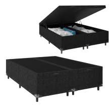 Baú Box Casal Bipartido - 44x138x188cm - Suede Preto