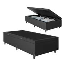 Baú Box Solteiro - 44x88x188cm - Couro Preto