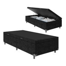 Baú Box Solteiro - 44x88x188cm - Suede Preto