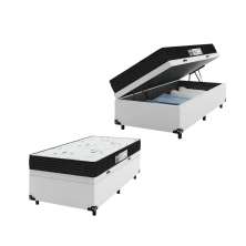 Cama Box Baú Solteiro + Colchão D33 One Face - 61x88x188cm - Couro Branco