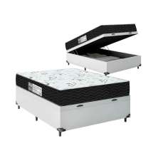 Cama Box Baú Viúva + Colchão D33 One Face - Couro Branco