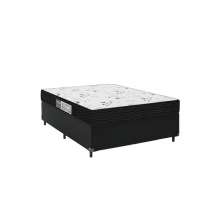 Cama Box Casal + Colchão D33 One Face - 56x138x188cm - Couro Preto