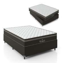 Cama Box Casal + Colchão Paris Molas Ensacadas Pocket - 61x138x188cm - Jacquard Marrom