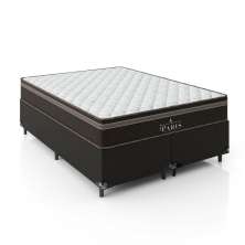 Cama Box Casal Bipartido + Colchão Paris Molas Ensacadas Pocket - 61x138x188cm - Jacquard Marrom
