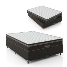 Cama Box Queen Bipartido + Colchão Paris Molas Ensacadas Pocket - 61x158x198cm - Jacquard Marrom