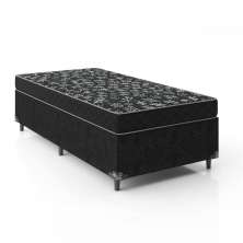 Cama Box Solteiro + Colchão D20 - 51x88x188cm - Suede Preto
