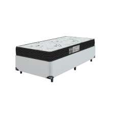 Cama Box Solteiro + Colchão D33 One Face -  56x88x188cm - Couro Branco