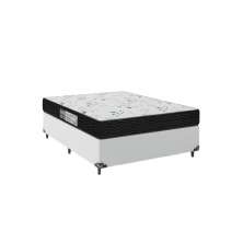 Cama Box Viúva + Colchão D33 One Face - 56x128x188cm - Couro Branco