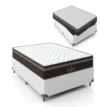 Cama Box Viúva + Colchão Paris Molas Ensacadas Pocket - 61x128x188cm - Couro Branco