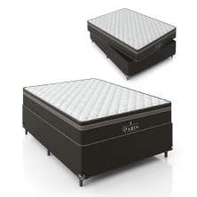 Cama Box Viúva + Colchão Paris Molas Ensacadas Pocket - 61x128x188cm - Jacquard Marrom