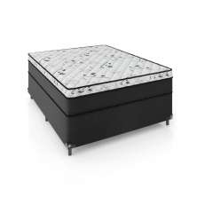 Cama Box Viúva Conjugada Espuma D33 - Suede Preto/Bamboo Branco - 52x128x188cm - e-Shop Casa