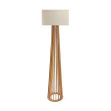 Luminária de Chão, Piso, Ripada Premium Cúpula Tecido Cru