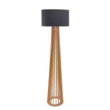 Luminária de Chão, Piso, Ripada Premium Cúpula Tecido Preto