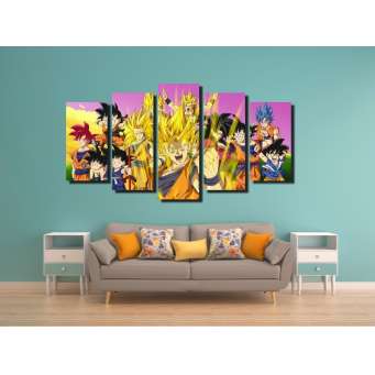 Quadro Decorativo Dragon Ball Z Goku Super Sayajin 5 Peças M8