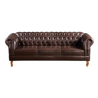 Sofa 2 lugares bradley couro marrom com os melhores preços