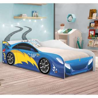 Cama Infantil Carro Drift 150x70 cm - Azul /Preto - RPM Móveis