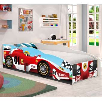 Cama Solteiro Carro Drift 88x188cm Com Colchão D20 - Vermelho / Vermelho -  Rpm Móveis