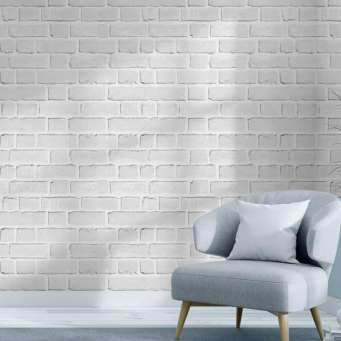 Papel de Parede Adesivo Lavável Estilo Tijolinho Branco