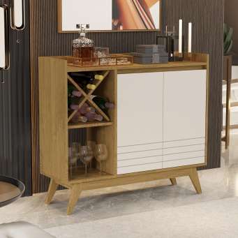 Aparador Buffet Com Adega Sala London Branco - Lidecor Móveis & Decoração