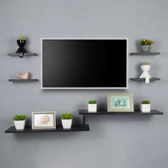 Rack TV Suspenso para Quarto Sala Preto 115cm - Preto - 1 - thumbnail