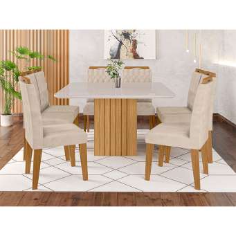 Conjunto Mesa de Jantar Zoe Cinza com Vidro e 8 Cadeiras Amelia : Sala de  Jantar - Sala de Jantar Completa : Julia Arns