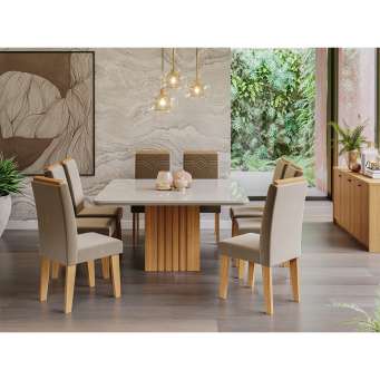 Conjunto Mesa de Jantar Zoe Cinza com Vidro e 8 Cadeiras Amelia : Sala de  Jantar - Sala de Jantar Completa : Julia Arns