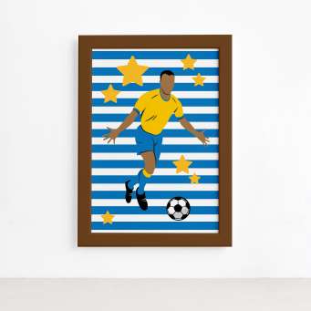 Quadro Jogador de Futebol Chute a Gol 22x32 Moldura Preta